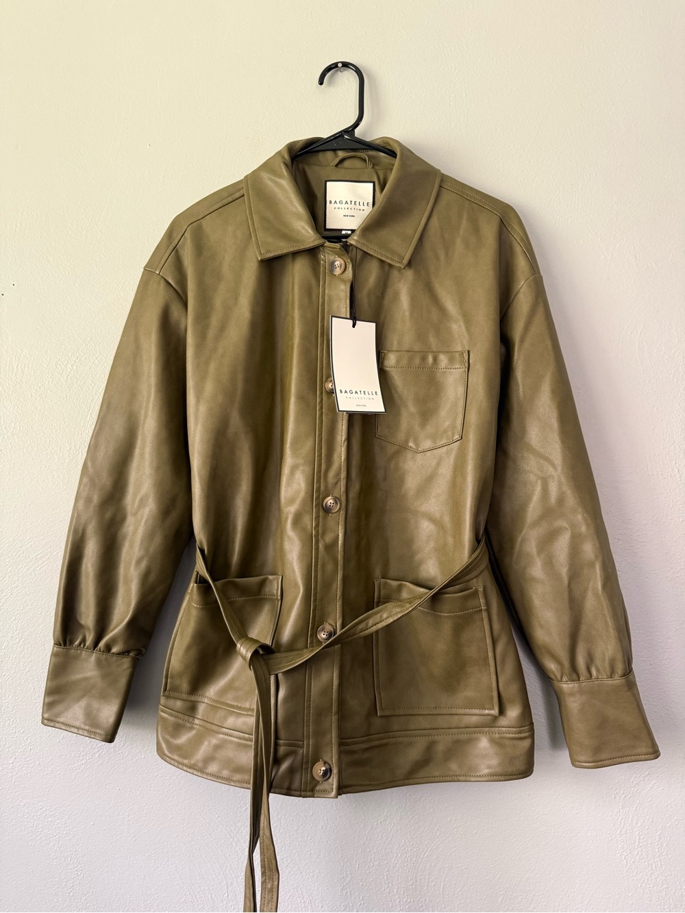 bagatelle Olive Green Faux Leather Jacket